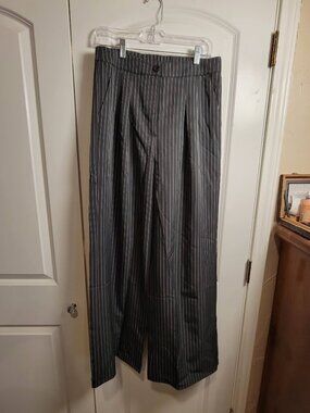 Halara Women’s Charcoal Pinstripe Wide Leg Work Pants Medium Tall